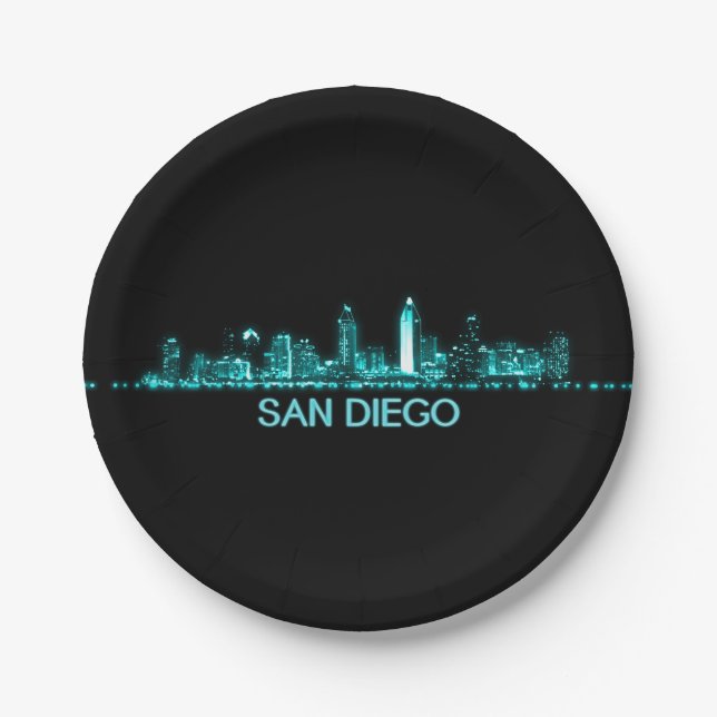 Skyline San Diego Pappteller (Vorderseite)