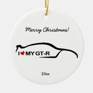 Skyline-schwarze Silhouette - i-Liebe mein GT-r Keramik Ornament