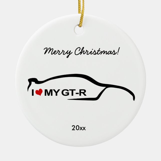 Skyline-schwarze Silhouette - i-Liebe mein GT-r Keramik Ornament (Vorne)