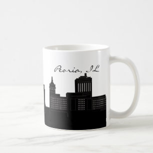 Skyline Schwarzweiss-Peorias, Illinois Tasse