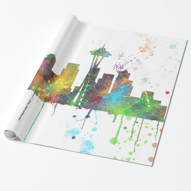 SKYLINE SEATTLES WASHINGTON GESCHENKPAPIER (Ungerollt)