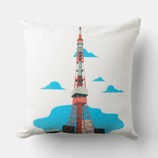 "Skyline Serenity: Blue Tower Pillow" Kissen