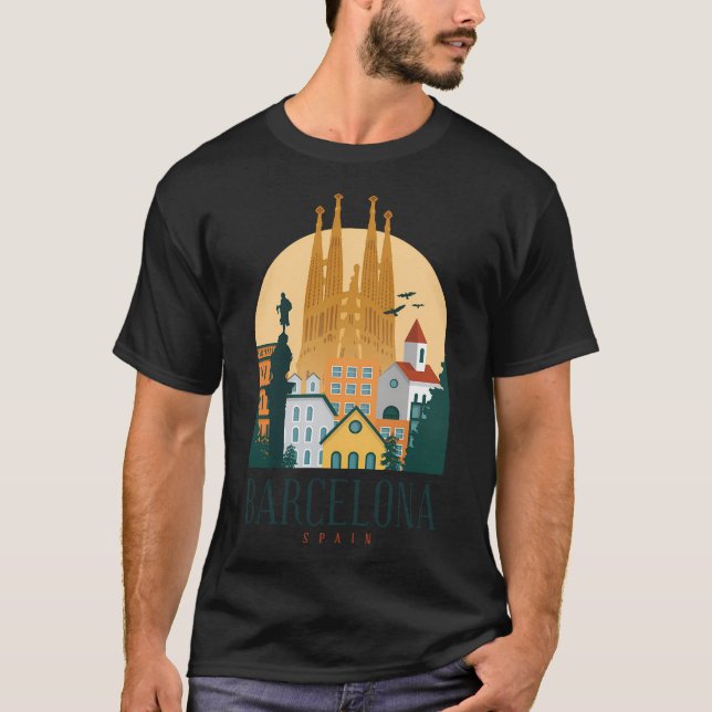 Skyline Shirt Design Barcelona Spanien (Vorderseite)