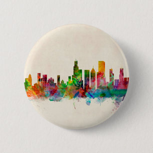 Skyline-Stadtbild Chicagos Illinois Button