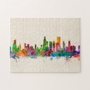 Skyline-Stadtbild Chicagos Illinois Puzzle
