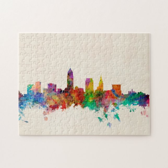 Skyline-Stadtbild Clevelands Ohio Puzzle (Horizontal)