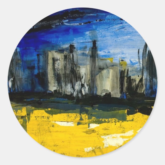 Skyline-Sticker Runder Aufkleber (Vorderseite)