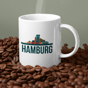 Skyline-T - Shirt Hamburg Kaffeetasse