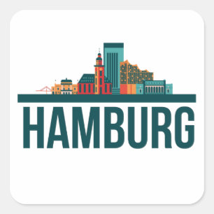 Skyline-T - Shirt Hamburg Quadratischer Aufkleber