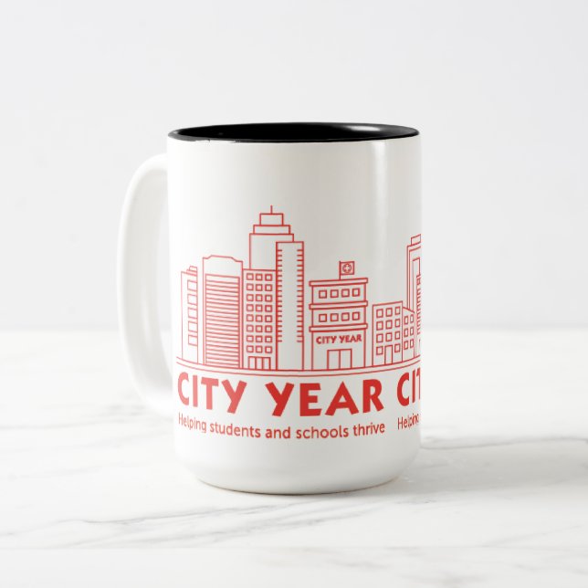Skyline-Tasse des Jahres Zweifarbige Tasse (Vorderseite Links)