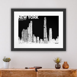 Skyline Travel Sketch von New York City Centrum Poster