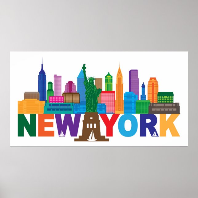 Skyline-Typografie in New York Poster (Vorne)