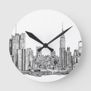 Skyline-Uhr in New York Runde Wanduhr