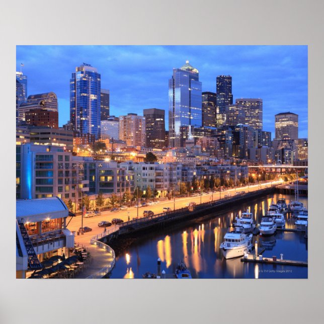 Skyline und Hafen von Seattle, Staat von Washingto Poster (Vorne)