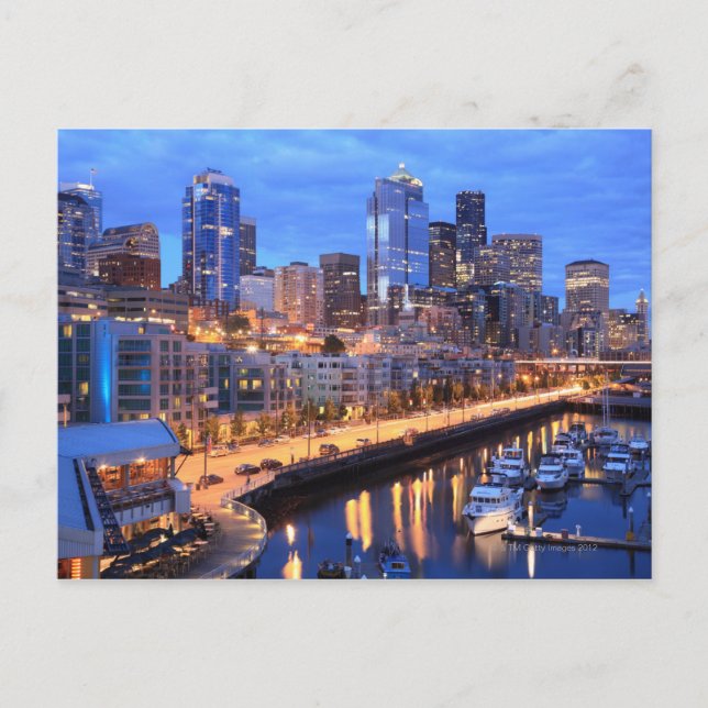 Skyline und Hafen von Seattle, Staat von Washingto Postkarte (Vorderseite)