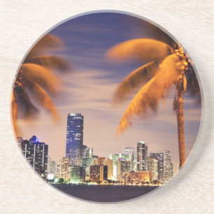 Skyline USA, Florida, Miami an der Dämmerung Getränkeuntersetzer