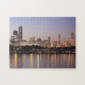Skyline USA, Illinois, Chicago an der Dämmerung Puzzle