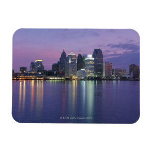 Skyline USA, Michigan, Detroit, Nacht Magnet