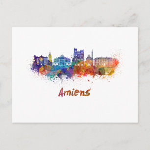 Skyline von Amiens in Aquarellfarben Postkarte