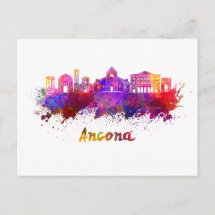 Skyline von Ancona in Aquarellfarben Postkarte