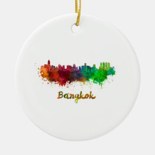 Skyline von Bangkok in Aquarell Keramik Ornament