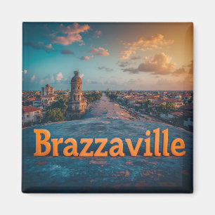Skyline von Brazzaville bei Sonnenuntergang mit hi Magnet