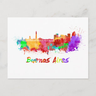 Skyline von Buenos Aires in Aquarell Postkarte