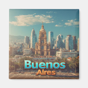 Skyline von Buenos Aires mit historischer Kathedra Magnet