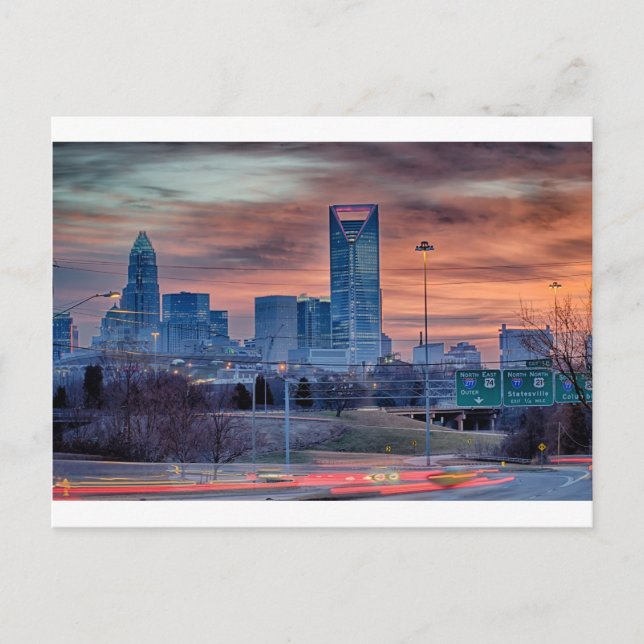 Skyline von Charlotte Postkarte (Vorderseite)