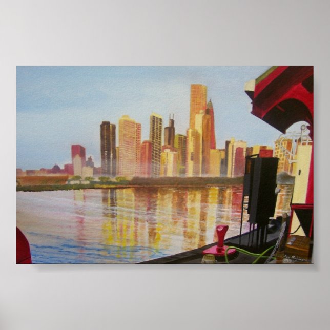 Skyline von Chicago aus Navy Pier Poster (Vorne)