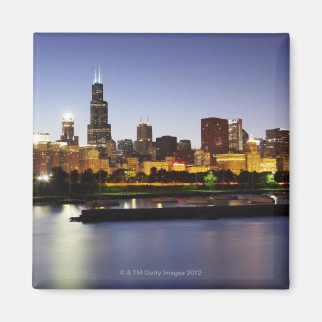 Skyline von Chicago bei Dämmerung Magnet (Vorne)