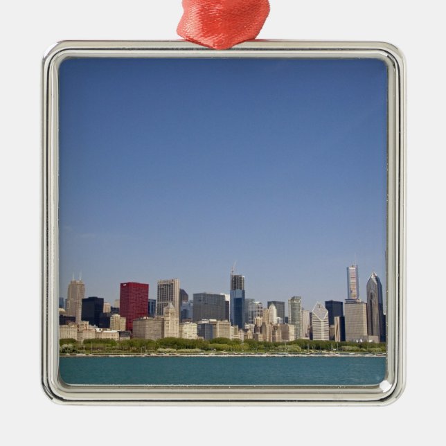 Skyline von Chicago, Illinois, USA. Silbernes Ornament (Vorne)