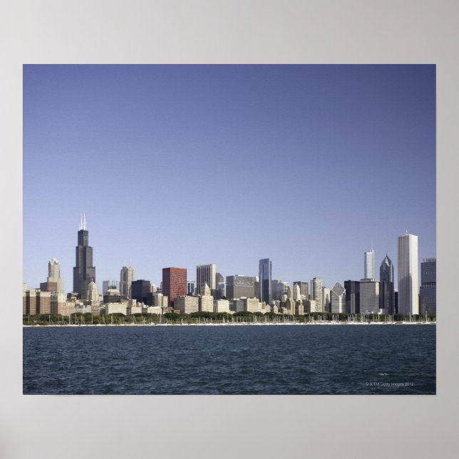 Skyline von Chicago mit Lake Michigan 2 Poster (Vorne)