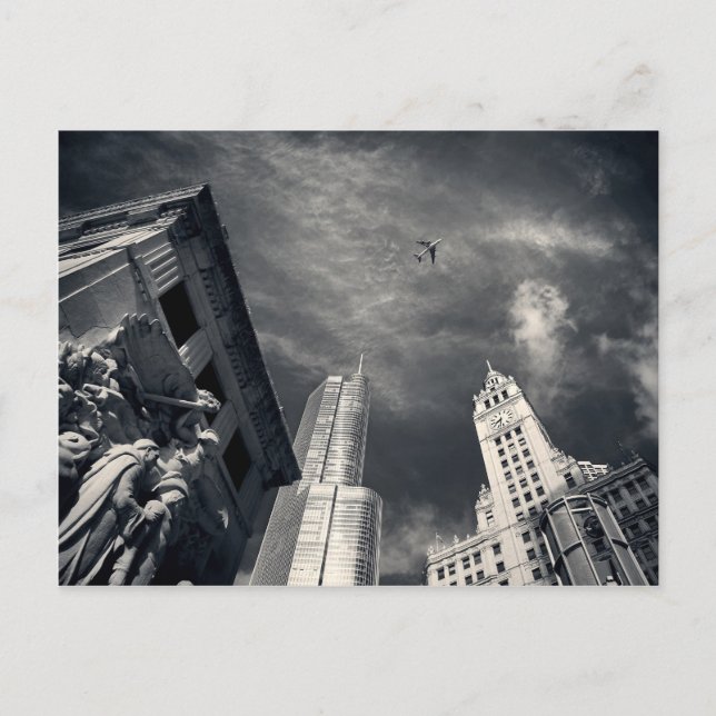 Skyline von Chicago Postkarte (Vorderseite)