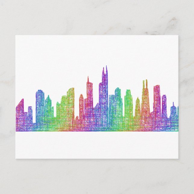 Skyline von Chicago Postkarte (Vorderseite)