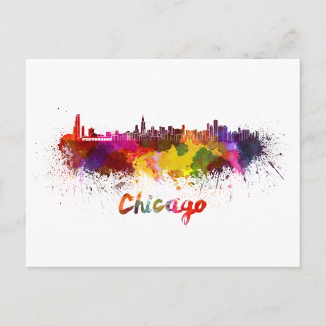 Skyline von Chicago Postkarte (Vorderseite)