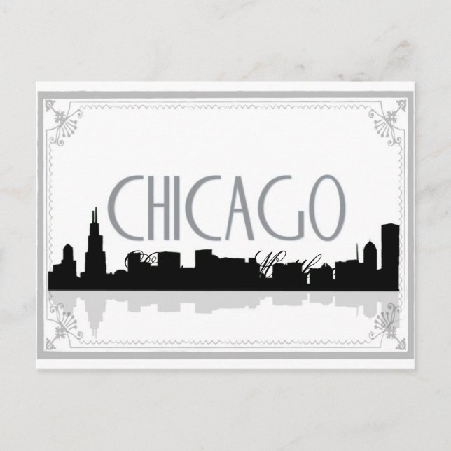 Skyline von Chicago Postkarte (Vorderseite)