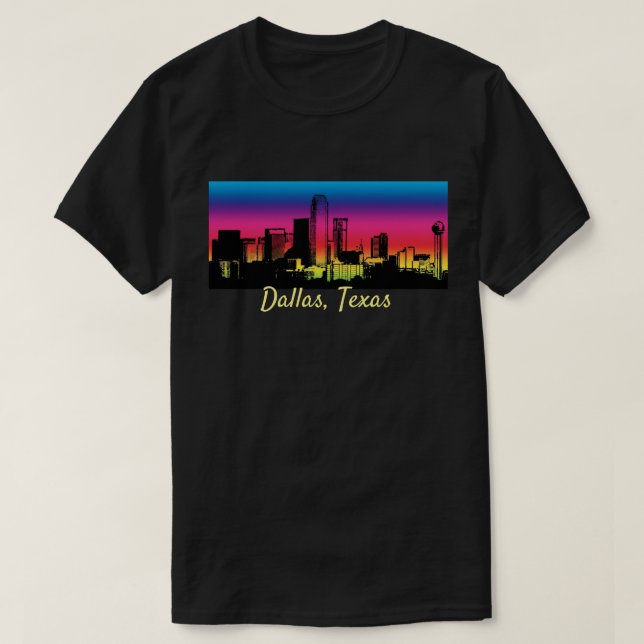 Skyline von Dallas Texas T-Shirt (Design vorne)