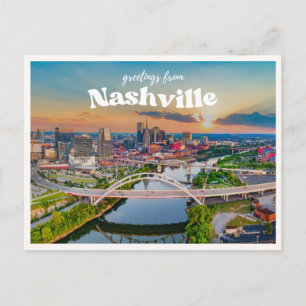 Skyline von Downtown Nashville Retro-Gruß Postkarte