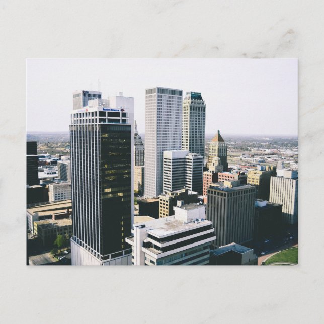 Skyline von Downtown Tulsa Postkarte (Vorderseite)