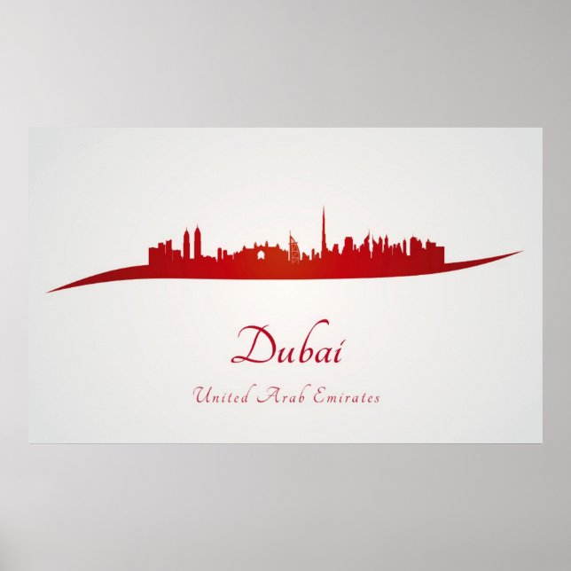 Skyline von Dubai in rot Poster (Vorne)