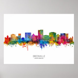 Skyline von Greenville South Carolina Poster