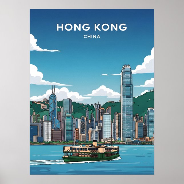 Skyline von Hongkong Poster (Vorne)