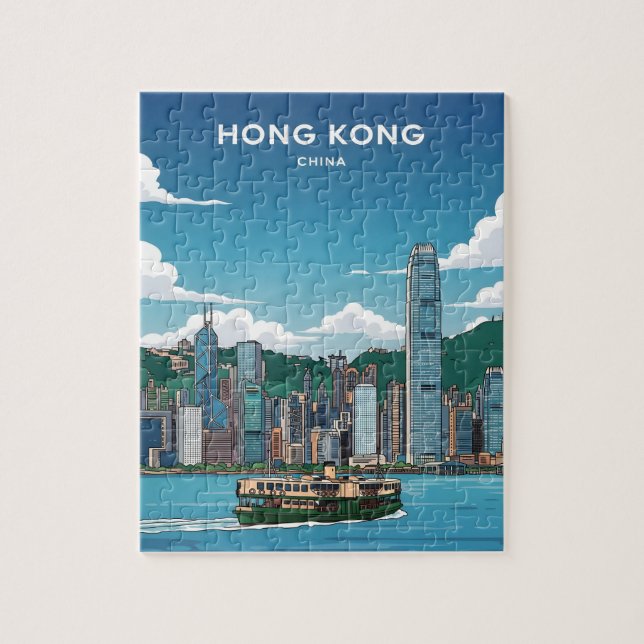 Skyline von Hongkong Puzzle (Vertikal)