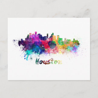 Skyline von Houston in Aquarellen Postkarte