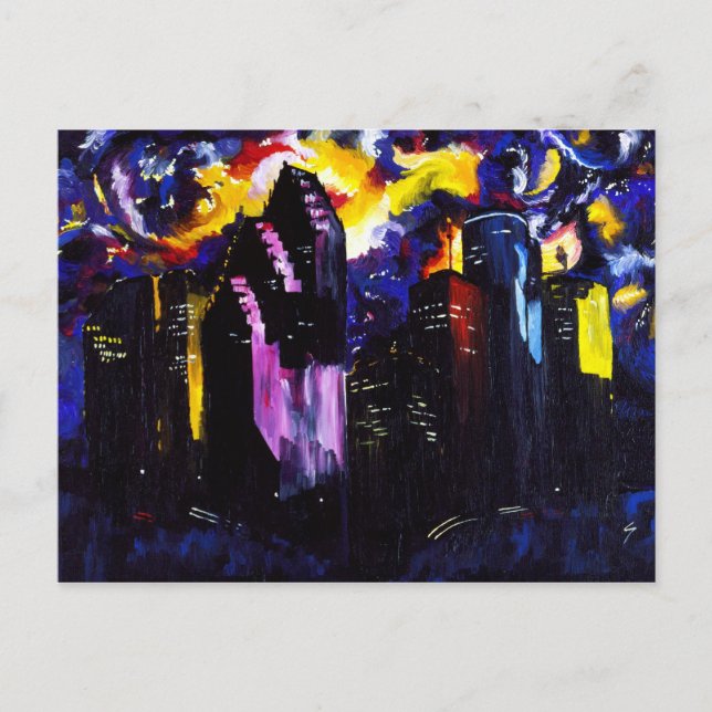 Skyline von Houston Postkarte (Vorderseite)