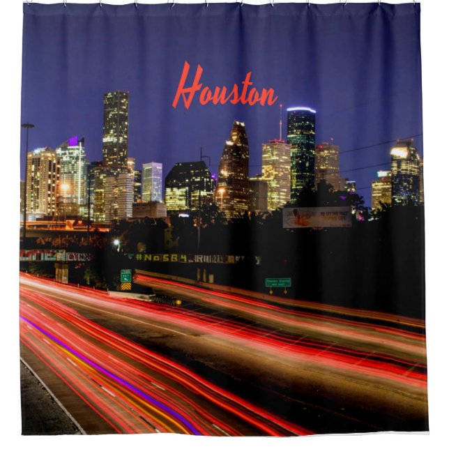 Skyline von Houston Texas Duschvorhang (Vorderseite)