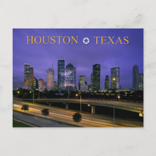 Skyline von Houston, Texas in der Abenddämmerung Postkarte