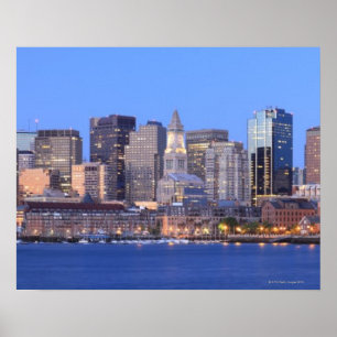 Skyline von im Stadtzentrum gelegenem Boston von Poster