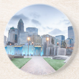 Skyline von im Stadtzentrum gelegenem Charlotte Sandstein Untersetzer